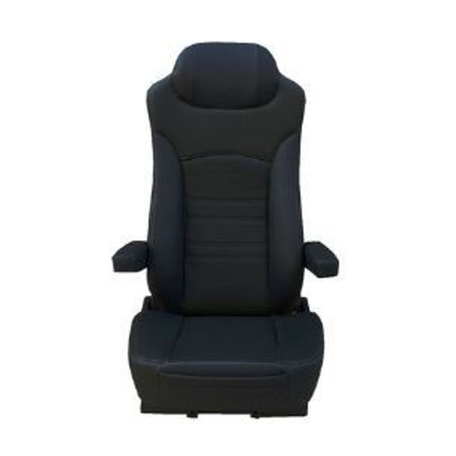 Universal High Back Faux Leather Black, Dual Recline Levers, Arm Rests, Manual Lumbar Support, Front Pocket 65350 