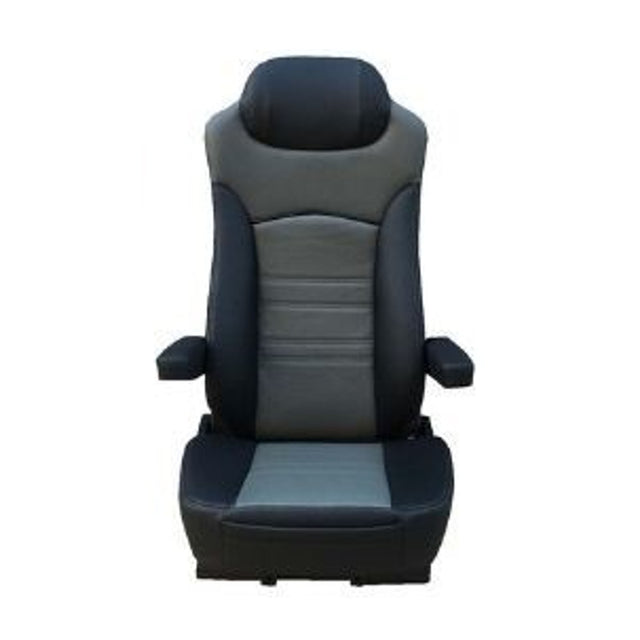 Universal High Back Faux Leather Black and Grey, Dual Recline Levers, Arm Rests, Manual Lumbar Support, Front Pocket 65351 