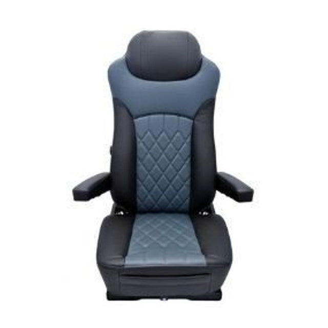 Universal High Back Faux Leather Black and Blue, Dual Recline Levers, Arm Rests, Manual Lumbar Support, Front Pocket 