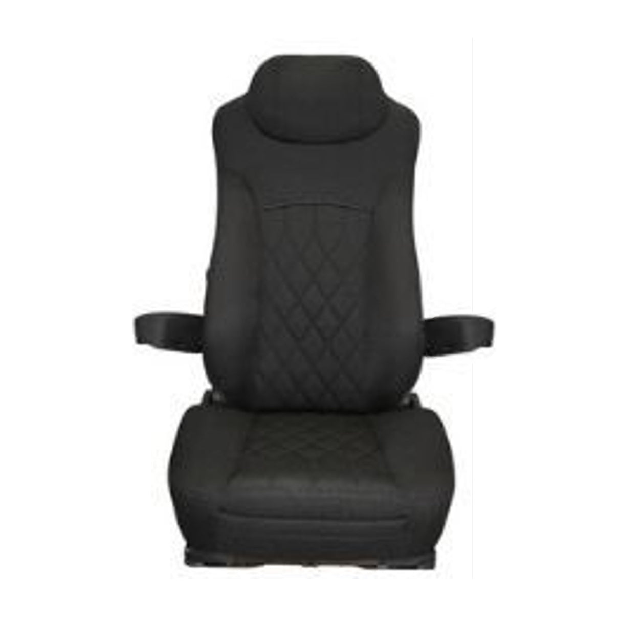 Universal High Back Fabric Black, Dual Recline Levers, Arm Rests, Manual Lumbar Support, Front Pocket 